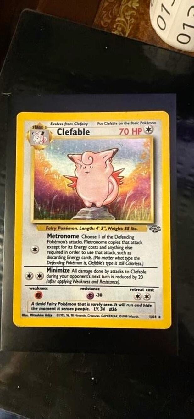 Pokemon TCG Jungle Clefable 1/64 Holofoil MP 1999 WotC Vintage Card